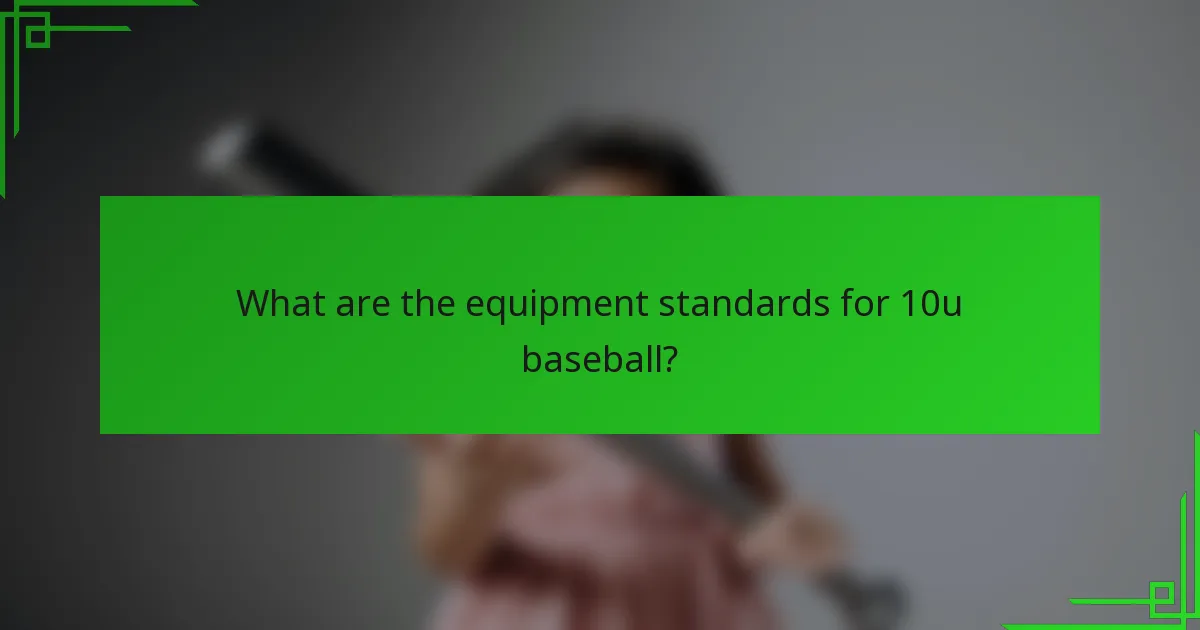 What are the equipment standards for 10u baseball?