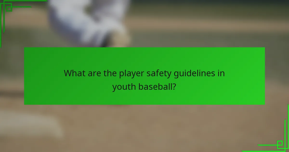 What are the player safety guidelines in youth baseball?
