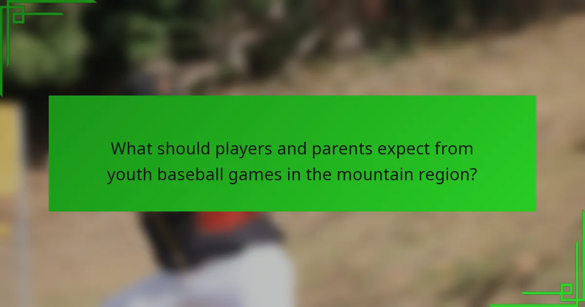 What should players and parents expect from youth baseball games in the mountain region?