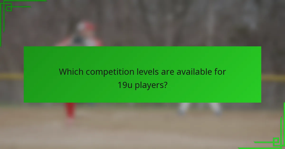 Which competition levels are available for 19u players?